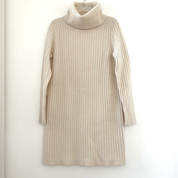 MADEWELL 100% Merino Wool Turtleneck Long Sleeves Sweater Dress Ivory Medium - Picture 6 of 11